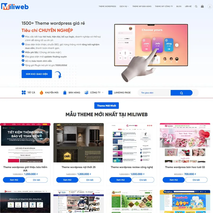 Website bán theme, thiết kế website 02